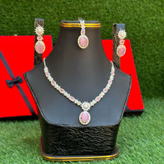 MR Jewelry Elegant Pink Stone Set – Necklace, Earrings & Pendant